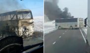 Появились фото и видео сгоревшего автобуса, где погибли 52 человека
