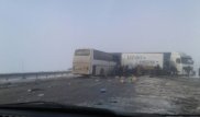 7 человек пострадали в ДТП с автобусом и грузовиком в Жамбылской области