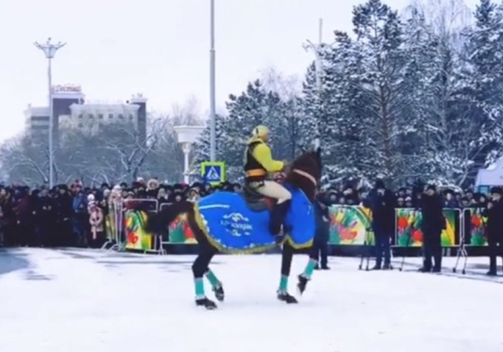 Лошадь станцевала кара жоргу в Кокшетау на Наурыз