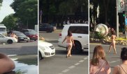 Полуголая девушка устроила танцы в центре Шымкента: ее увезли в психбольницу