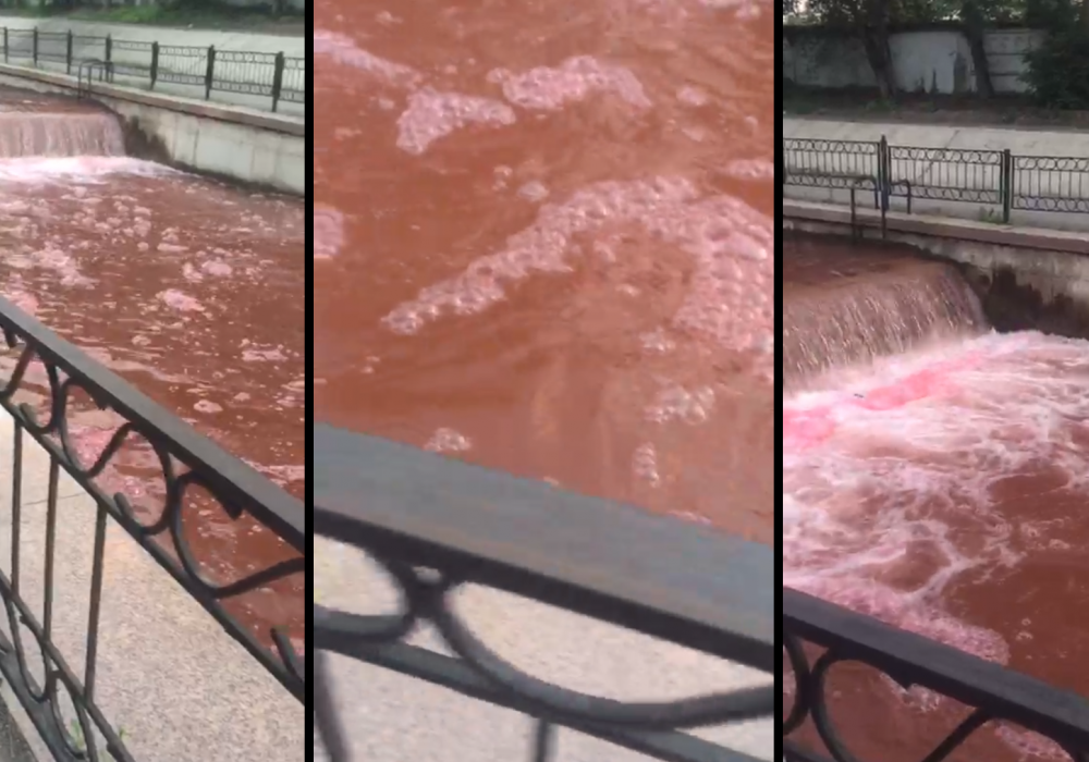 Вода в Большой Алматинке стала красной: очевидцы сняли на видео