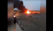 Появились кадры с места крушения вертолета в Кызылординской области