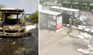 Автобус загорелся на остановке в Петропавловске