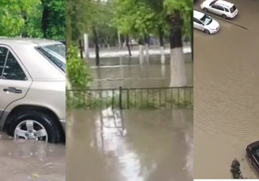 Ливень размыл набережную и затопил улицы в Павлодаре