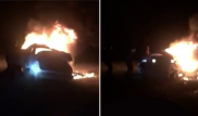 Спасение мужчины из горящего авто попало на видео