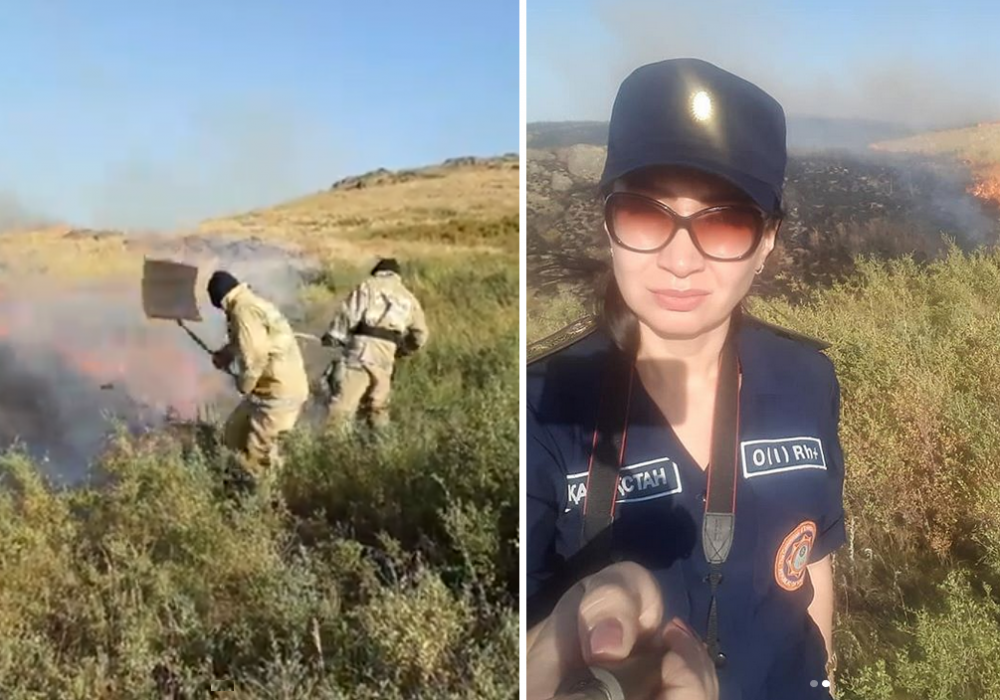 Как пожарные тушат степь без воды, показали на видео в Карагандинской области