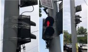 Приклеенный на скотч светофор удивил алматинцев