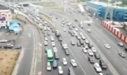 Гигантскую пробку в Алматы сняли с высоты птичьего полета