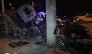 BMW разорвало на части при столкновении в Алматы
