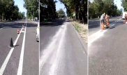 Велодорожку стирают на улице Кунаева в Алматы