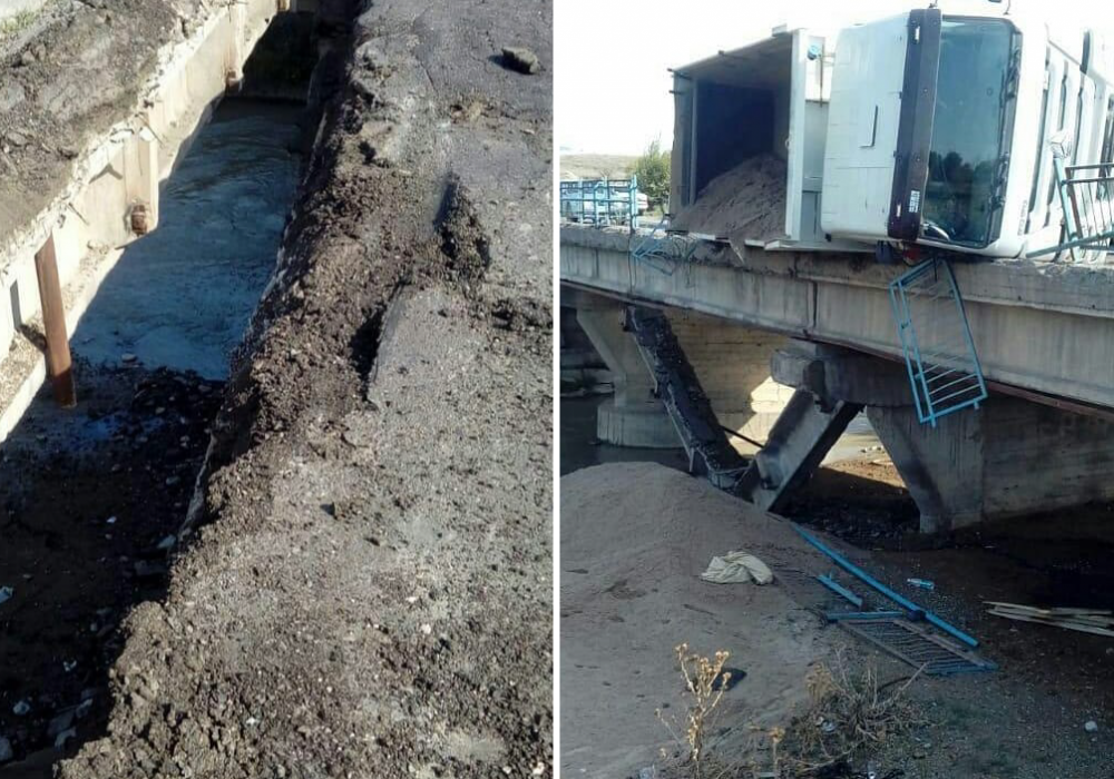 Мост обвалился под самосвалом в Алматинской области