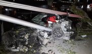 BMW на большой скорости вылетел с дороги в Алматы