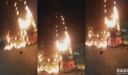 Загоревшаяся 17-метровая елка на площади Мангистау попала на видео