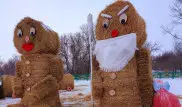 Бизнесмен украсил село соломой в Костанайской области