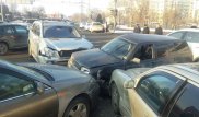 Восемь авто столкнулись на улице Саина в Алматы