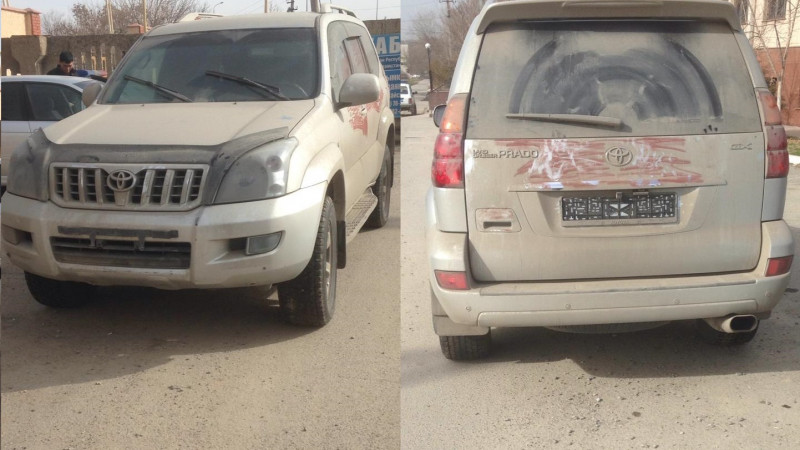 Угнанная в Алматы Toyota Land Cruiser Prado была найдена в Шымкенте. Фото пресс-службы ДП Алматы.