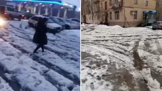 Дороги Усть-Каменогорска превратились в снежное месиво