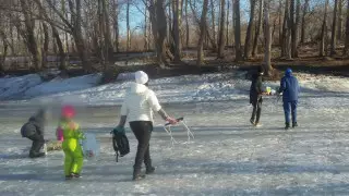 Семьи с детьми устроили пикник на льду в Павлодаре