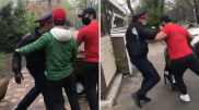 Полное видео конфликта полицейского и мужчины с коляской появилось в Сети