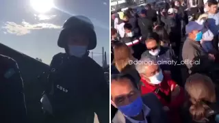 Пытавшихся попасть в карантинный Алматы сняли на видео у блокпоста