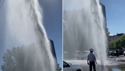 Фонтан воды забил из-под земли в центре Нур-Султана