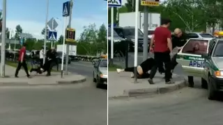 Охранники за волосы протащили девушку, которая оказалась парнем, по асфальту в Костанае