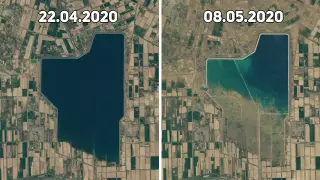 Фото до и после наводнения в Мактаарале показало NASA