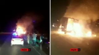 "Столкнулись и сгорели". Toyota Land Cruiser и фура попали в жуткое ДТП на трассе Алматы - Кордай