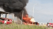 Момент взрыва автозаправки попал на видео в Атырау