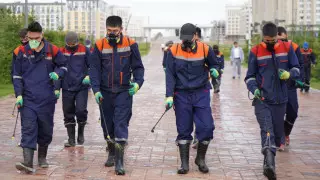 COVID-19: В Нур-Султане продолжаются дезинфекционные работы