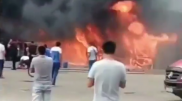 Пожар в Шымкенте сняли на видео