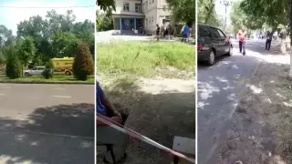 Плач и крики сняли на видео у больницы в Шымкенте