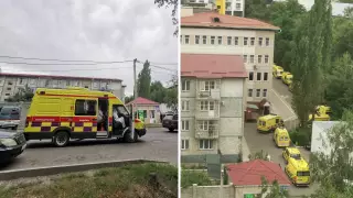 Очередь из машин скорой помощи сняли на видео в Алматы