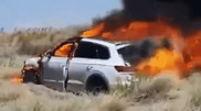 "Сел на брюхо и сгорел". Необычную аварию сняли на видео у Балхаша