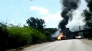 Заправка и два авто взорвались после ДТП в Алматинской области
