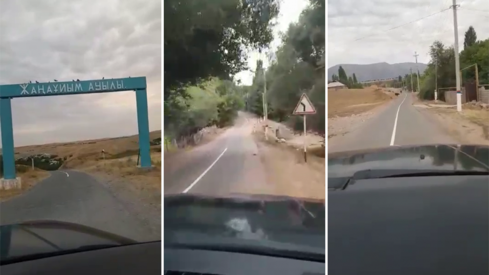 Странную дорогу сняли на видео в Туркестанской области