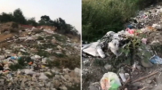 Заваленный мусором берег реки сняли на видео под Алматы