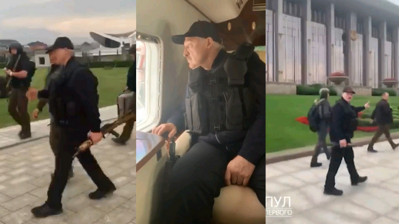 Лукашенко с автоматом прилетел в резиденцию после подхода протестующих