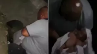 Видео спасения брошенного в арыке младенца в Алматы появилось в Сети