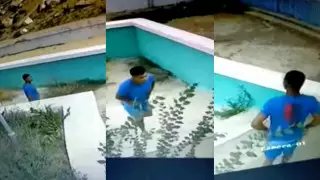 В Актау уличная камера засняла парня, справляющего нужду прямо на набережной