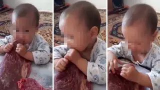 Видео с ребенком, поедающим сырое мясо, обсуждает Казнет