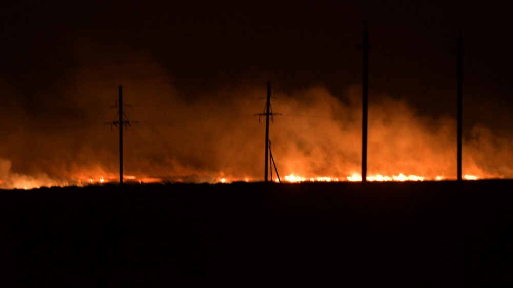 Камыш загорелся на окраине села в Акмолинской области