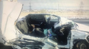 Автомобилю снесло половину кузова на трассе близ Рудного
