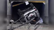 Авто врезалось в остановку и упало в подземный переход в Алматы