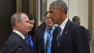 Владимир Путин и Барак Обама во время встречи в Ханчжоу 5 сентября 2016 года. © РИА Новости