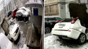 На внедорожник упала бетонная плита: владельца поздравляют со вторым днем рождения