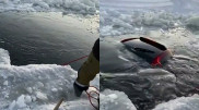 "Додрифтились". Видео извлечения авто из-подо льда в Караганде стало вирусным