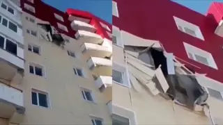 Ветер разрушил часть стены многоэтажки в Усть-Каменогорске