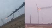 Пожар на ветрогенераторе сняли на видео в Мангистау