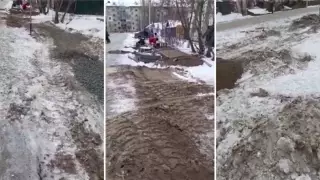 Укладку брусчатки в снег засняли на видео в Уральске